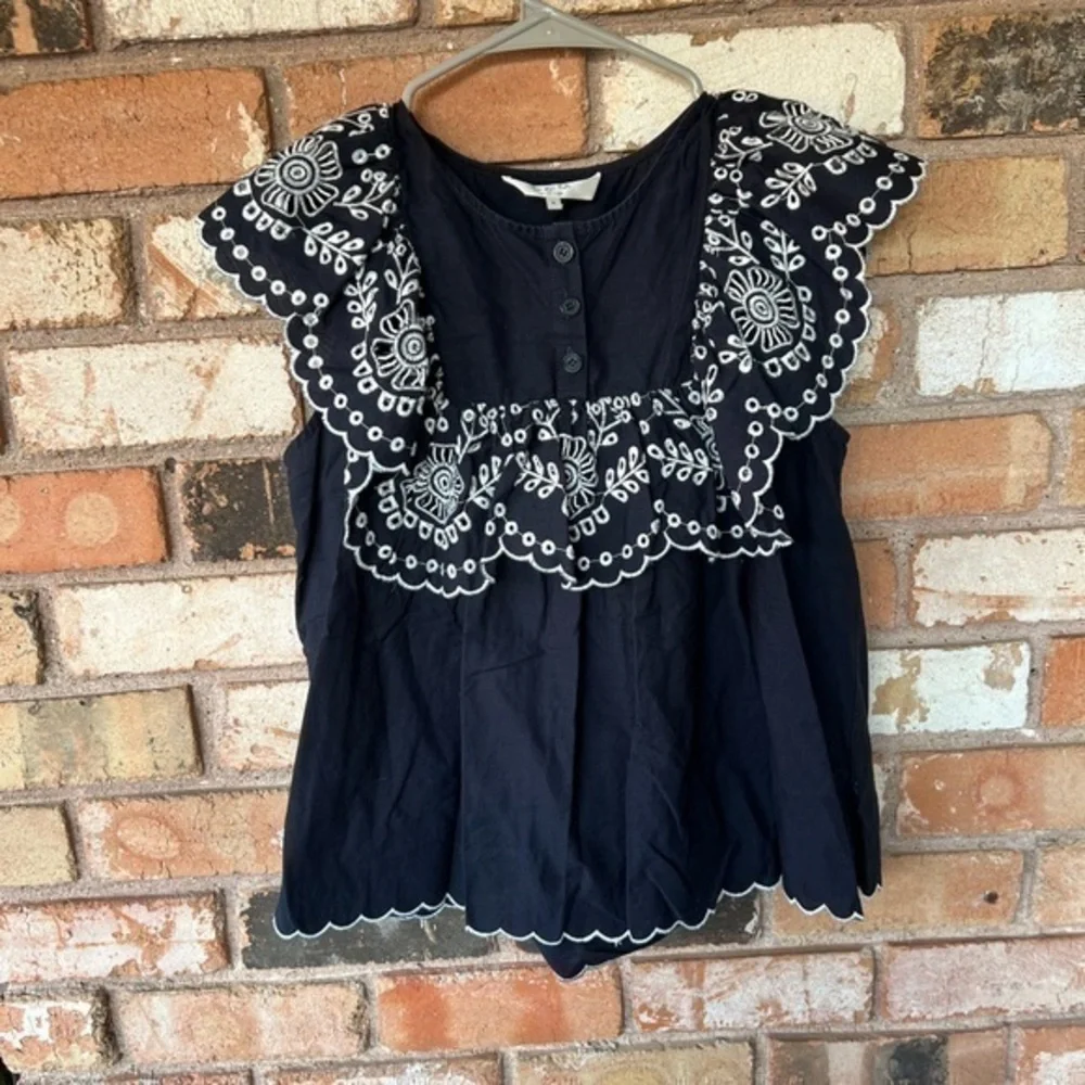 Sea New York black embroidered top cotton
